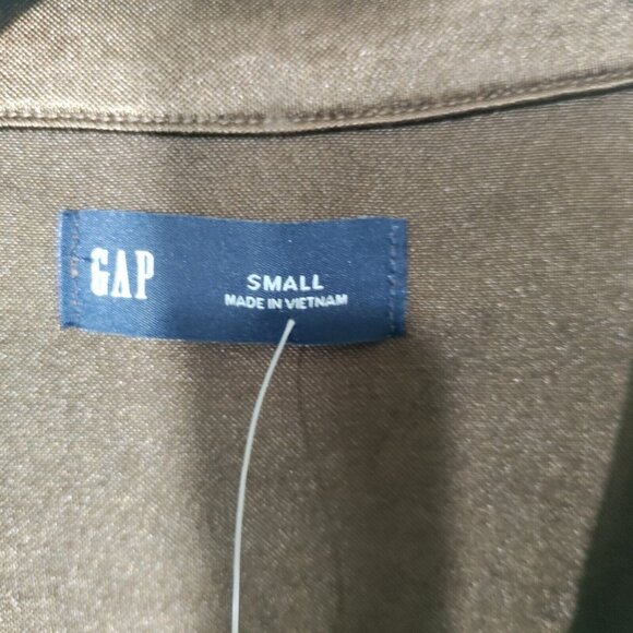 Gap Long Sleeve Button Front Blouse Metallic Brown Size Small New - Picture 3 of 9